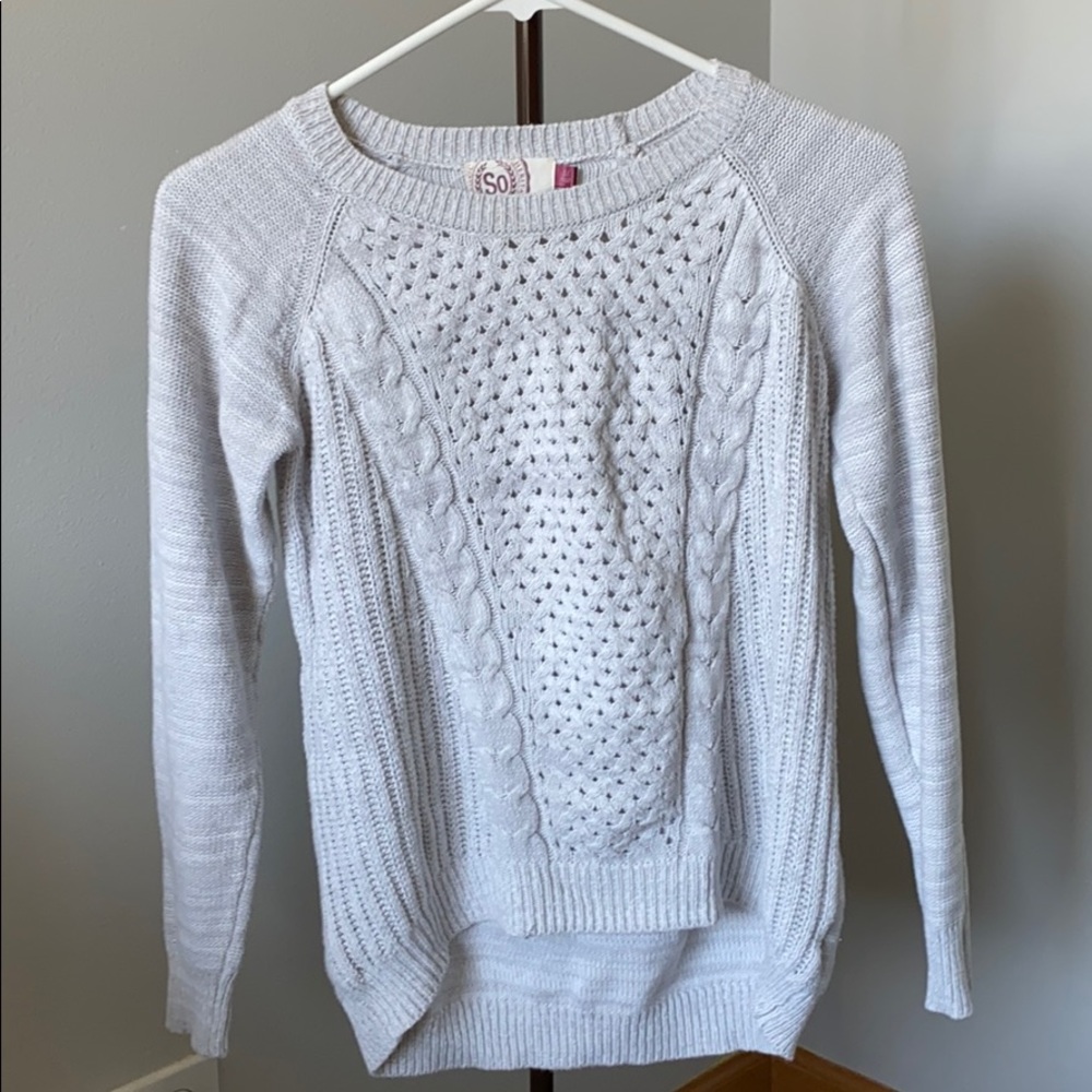 Gray cable knit sweater